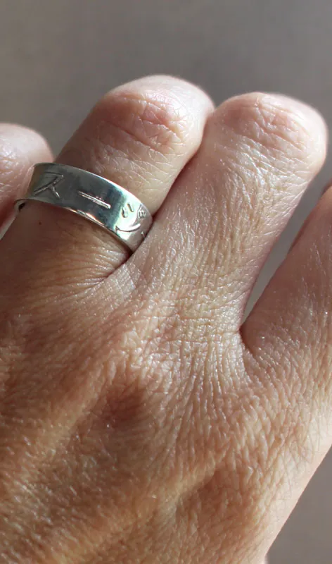 Nombre japonés, anillo kanji, pictograma de Japón, en plata