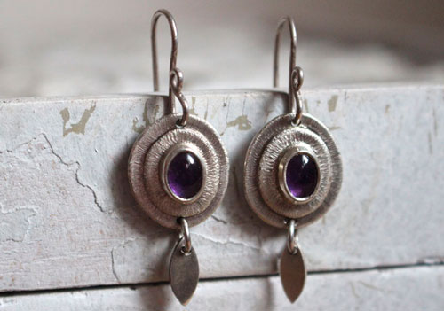 Nova at dusk, celestial earrings in sterling silver and amethyst