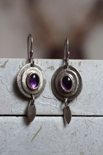 Nova at dusk, celestial earrings in sterling silver and amethyst
