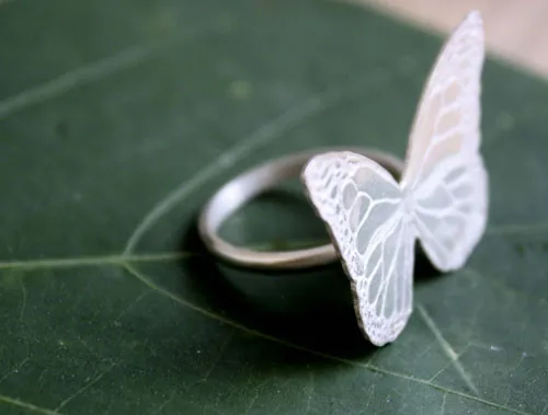 Nymphalidae, anillo mariposa monarca en plata