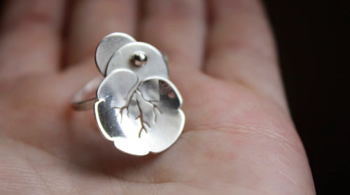 Nympheale, lotus water lily ring in sterling silver