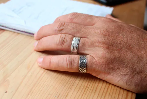 Ojo de Dios, anillo geométrico huichol en plata