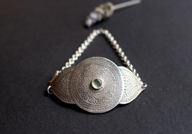 Ojo del alma, pulsera mandala en plata y prehnita