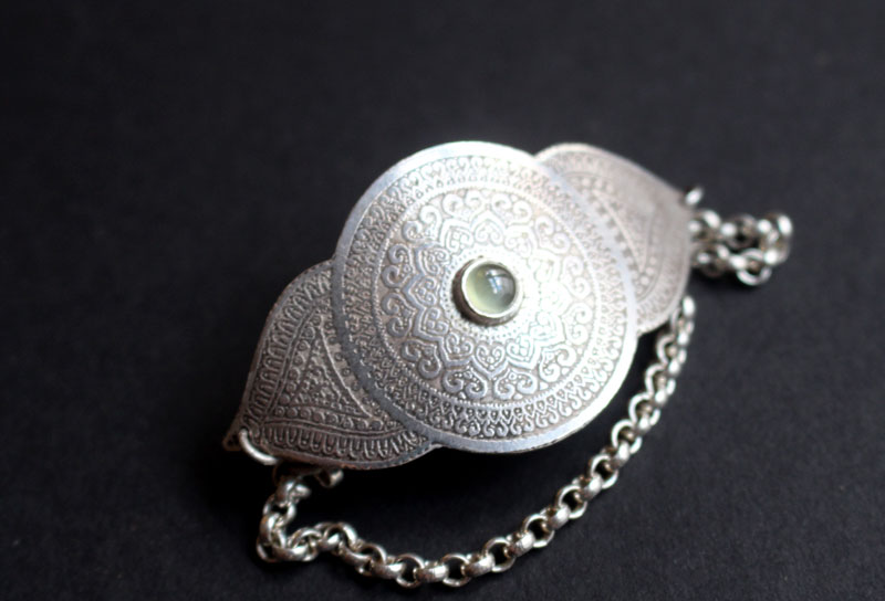 Ojo del alma, pulsera mandala en plata y prehnita