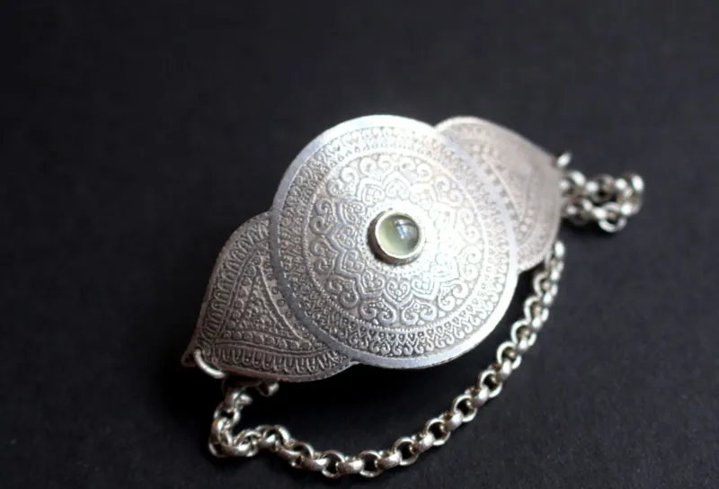 Ojo del alma, pulsera mandala en plata y prehnita