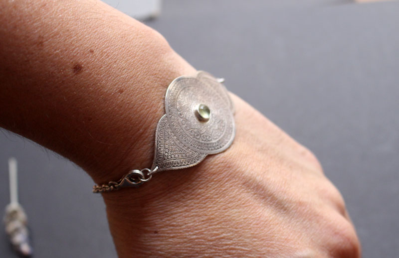 Ojo del alma, pulsera mandala en plata y prehnita