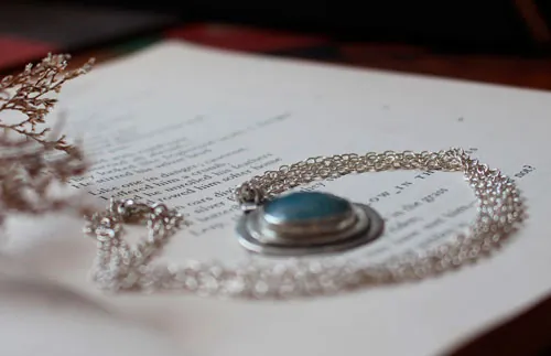 Ojo del mar, collar vida marina en plata y aguamarina