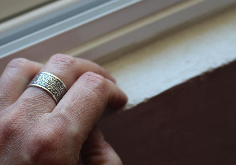 On the silk road, oriental cashmere ring in sterling silver
