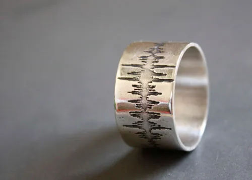 Onda, anillo espectro sonoro en plata