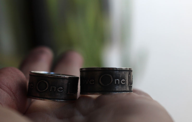 One love wedding bands, declaration inspired by U2 ring in silver