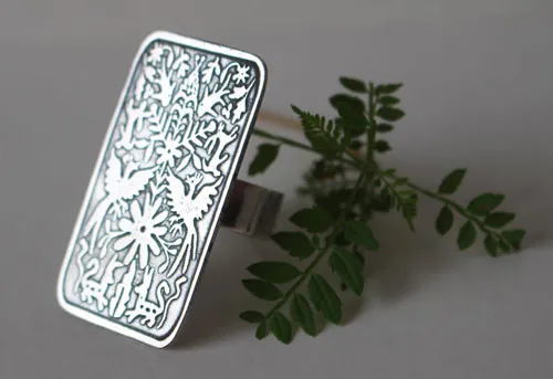 Otomí, anillo bestiario tribal mexicano en plata
