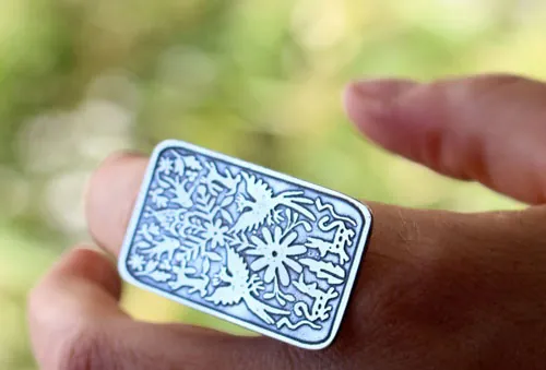 Otomí, anillo bestiario tribal mexicano en plata