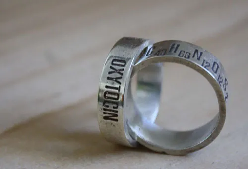 Oxitocina, anillo fórmula química del amor en plata