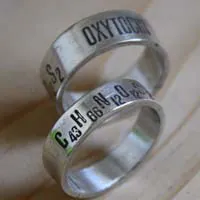 Oxitocina, anillo fórmula química del amor en plata