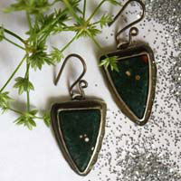 Perdida entre las estrellas, aretes cielo nocturno en plata y jaspe oceánico