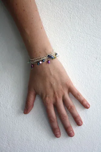 Perlas de la laguna, collar, tobillera y pulsera colores tropicales en plata, amazonita y perla
