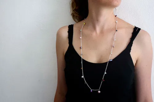 Perlas de la laguna, collar, tobillera y pulsera colores tropicales en plata, amazonita y perla