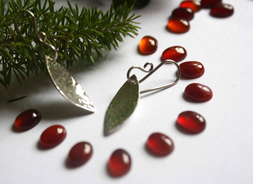 Pétalos, aretes pétalo de flor en plata