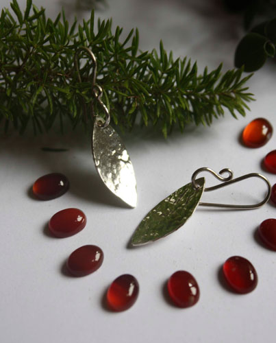 Pétalos, aretes pétalo de flor en plata