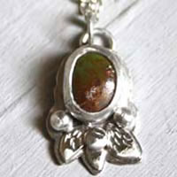 Piedra de musgo, pulsera nido de primavera en plata y turquesa