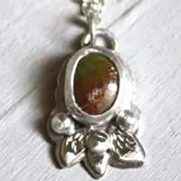 Piedra de musgo, pulsera nido de primavera en plata y turquesa