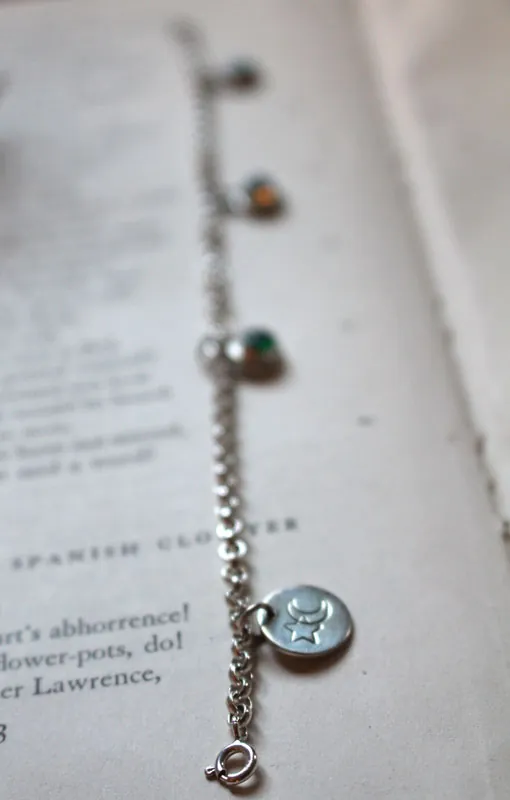 Piedras de nacimiento, pulsera familia en plata, ópalo, turquesa y ónix