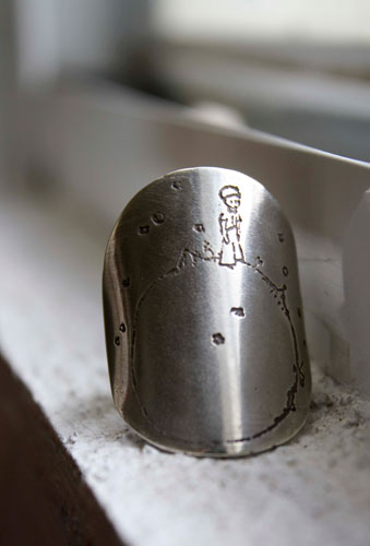 Planeta del Principito, anillo cuento de Saint-Exupéry en plata
