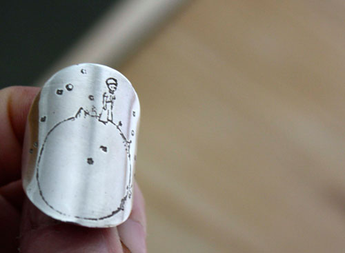 Planeta del Principito, anillo cuento de Saint-Exupéry en plata