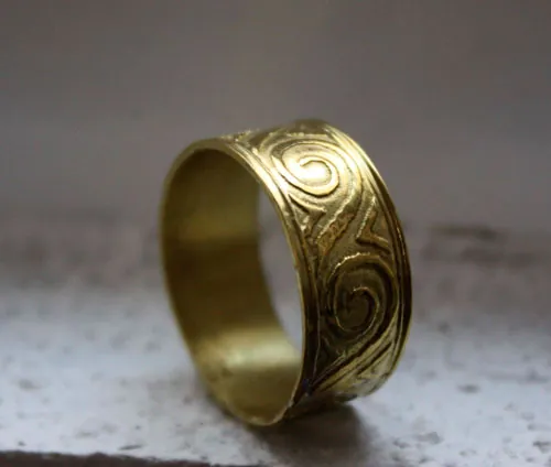 Poseidón, anillo olas griegas en latón