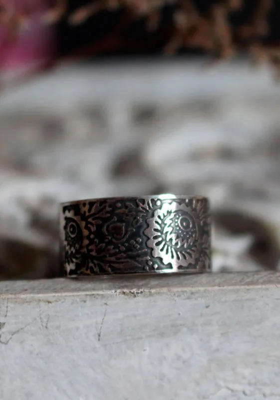 Protea, anillo flor en plata
