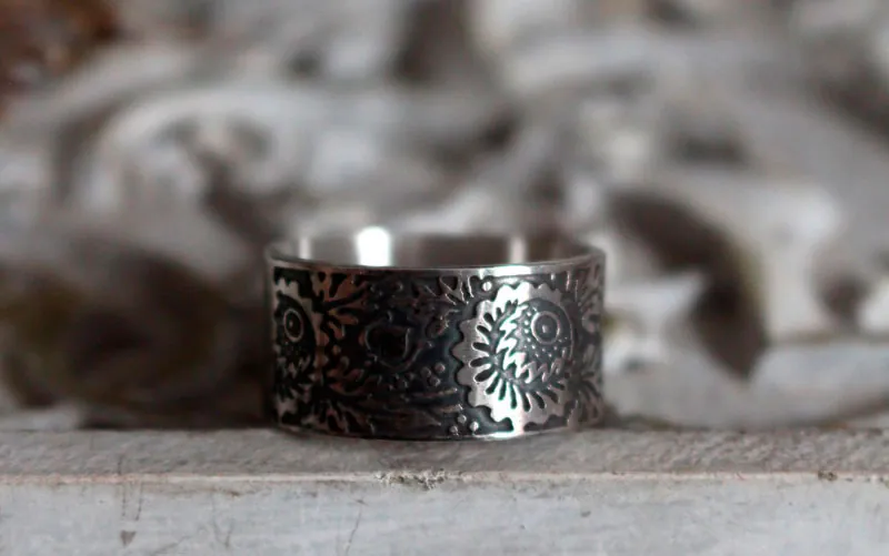 Protea, anillo flor en plata