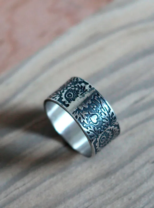 Protea, anillo flor en plata