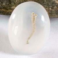 transparent moss agate cabochon