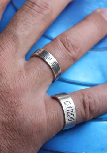Química del amor, anillo fórmula química de la felicidad en plata