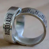Química del amor, anillo fórmula química de la felicidad en plata