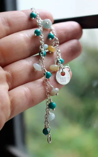 Raíz, pulsera aguas tropicales en plata, amazonita y turquesa