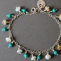 Raíz, pulsera aguas tropicales en plata, amazonita y turquesa