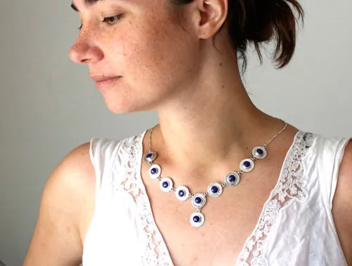 Reina del Nilo, collar egipcio en plata y lapislázuli