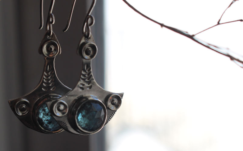 Renacer, aretes renuevo en plata y cianita