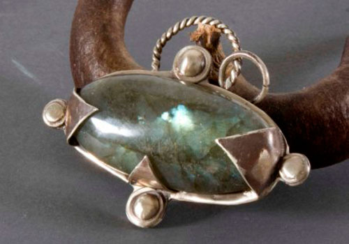 Rosa de los vientos, dije brújula vikinga en plata y labradorita