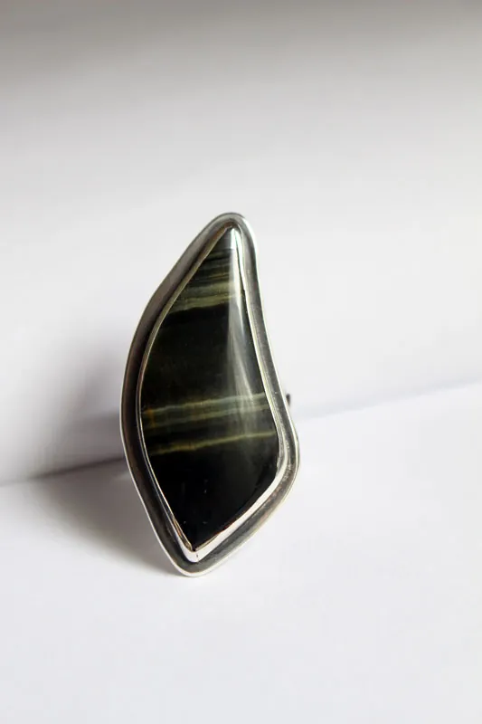 Runas de vida, anillo nórdico en plata y ojo de tigre