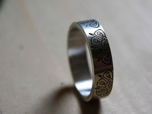 Sacred star, tribal Mayan sun ring in sterling silver