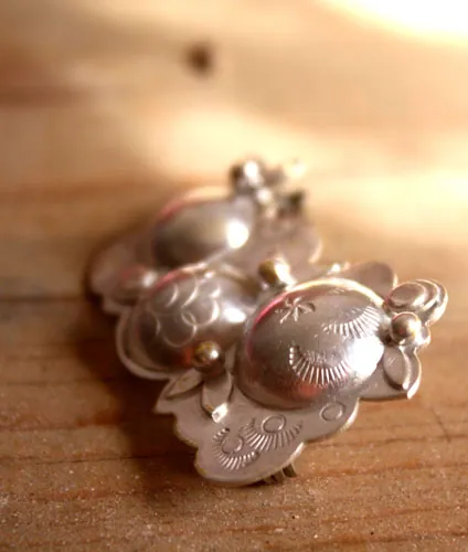 Sakura, broche flores en plata