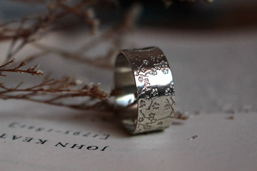 Sakura, Japanese cherry blossom ring in silver