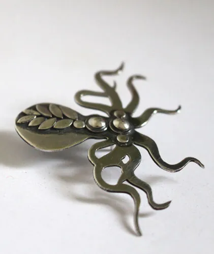 Señor pulpo, broche pulpo elegante en plata