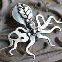 Señor pulpo, broche pulpo elegante en plata