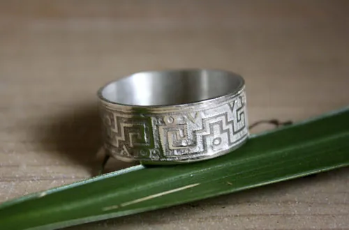 Serpiente de agua, anillo zapoteca de México en plata