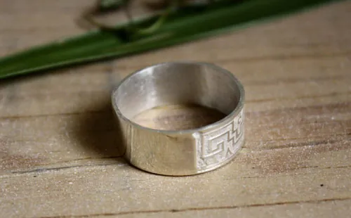 Serpiente de agua, anillo zapoteca de México en plata