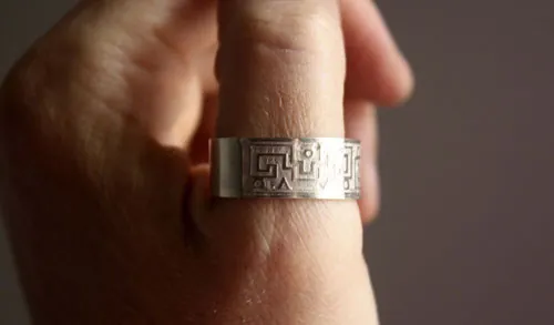Serpiente de agua, anillo zapoteca de México en plata