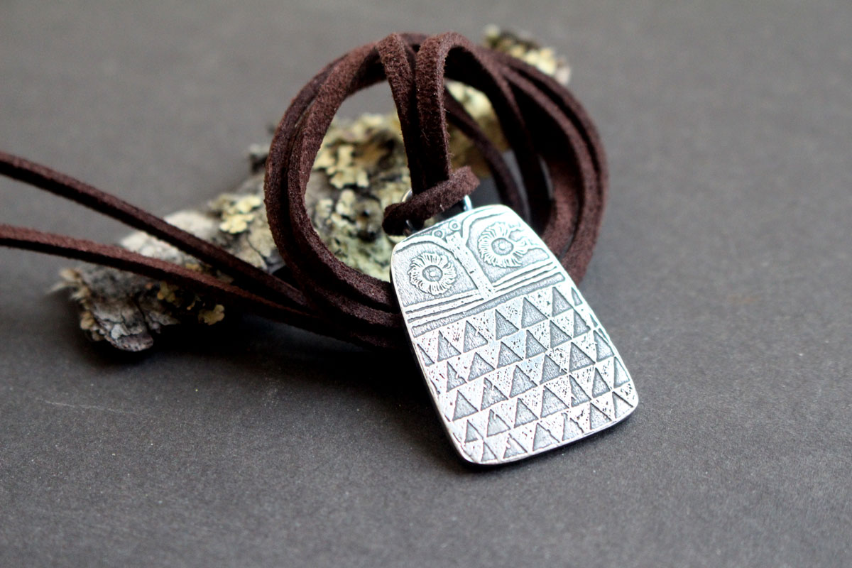 Small neolithic owl, Copper Age bird necklace in silver